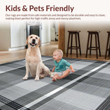 Ultra Soft Area Rug, Non Slip, Stain Resistant, Washable Area Rugs for Living Room, Bedroom, Sleek Contemporary Neutral Motif(Gray)