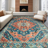 Ultra Soft Area Rug, Non Slip, Stain Resistant, Washable Area Rugs for Living Room, Bedroom, Rustic Coastal Inspired Design(Orange)