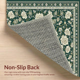 Ultra Soft Area Rug, Non Slip, Stain Resistant, Washable Area Rugs for Living Room, Bedroom, Elegant Summer Foliage Patterns(Green)