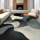 Ultra Soft Area Rug, Non Slip, Stain Resistant, Washable Area Rugs for Living Room, Bedroom, Artistic Fluid Lines Aesthetic(Gray)