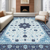 Ultra Soft Area Rug, Non Slip, Stain Resistant, Washable Area Rugs for Living Room, Bedroom, Modern Geometric Spotted Area with Elegant Floral Accents(White)