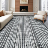 Ultra Soft Area Rug, Non Slip, Stain Resistant, Washable Area Rugs for Living Room, Bedroom, Braided Black & White Striped Rug Reversible Low Pile(Black)