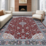 Ultra Soft Area Rug, Non Slip, Stain Resistant, Washable Area Rugs for Living Room, Bedroom, Rustic Dual-Tone Medallion Style(Red)