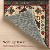 Ultra Soft Area Rug, Non Slip, Stain Resistant, Washable Area Rugs for Living Room, Bedroom, Rustic Earthy Geometric Design(Red)