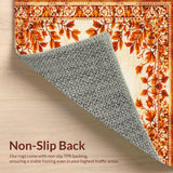 Autumn Harvest Medallion Area with Rustic Burnt Orange Leaf Design(Beige)