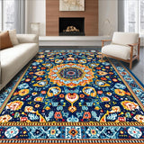 Ultra Soft Area Rug, Non Slip, Stain Resistant, Washable Area Rugs for Living Room, Bedroom, Whimsical Ogee Pattern in Blue(Blue)