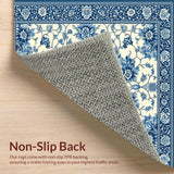Ultra Soft Area Rug, Non Slip, Stain Resistant, Washable Area Rugs for Living Room, Bedroom, Modern Area with Unique Blue and Beige Floral for All Seasons(Beige)