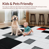 Ultra Soft Area Rug, Non Slip, Stain Resistant, Washable Area Rugs for Living Room, Bedroom, Trendy Symmetrical Dice Arrangement(Black)