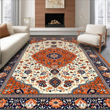 Ultra Soft Area Rug, Non Slip, Stain Resistant, Washable Area Rugs for Living Room, Bedroom, Artful Ogee Pattern in Warm Tones(White)