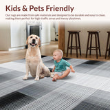 Ultra Soft Area Rug, Non Slip, Stain Resistant, Washable Area Rugs for Living Room, Bedroom, Elegant Grey Square Arrangement(Gray)