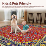 Ultra Soft Area Rug, Non Slip, Stain Resistant, Washable Area Rugs for Living Room, Bedroom, Dynamic Earthy Ogee Aesthetic(Red)