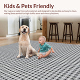 Ultra Soft Area Rug, Non Slip, Stain Resistant, Washable Area Rugs for Living Room, Bedroom, Contemporary Black and Beige Trellis(Gray)