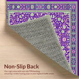 Ultra Soft Area Rug, Non Slip, Stain Resistant, Washable Area Rugs for Living Room, Bedroom, Contemporary Bright Floral Arrangement(Purple)