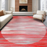 Ultra Soft Area Rug, Non Slip, Stain Resistant, Washable Area Rugs for Living Room, Bedroom, Chic Abstract Circular Arrangement(Red)