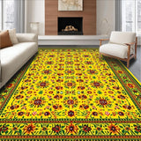 Ultra Soft Area Rug, Non Slip, Stain Resistant, Washable Area Rugs for Living Room, Bedroom, Lively Sunshine-inspired Graphic Texture(Yellow)