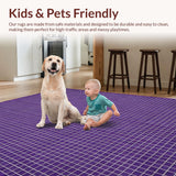 Ultra Soft Area Rug, Non Slip, Stain Resistant, Washable Area Rugs for Living Room, Bedroom, Chic Textured Purple Elegance(Purple)