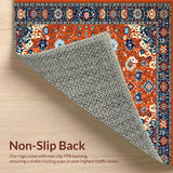 Ultra Soft Area Rug, Non Slip, Stain Resistant, Washable Area Rugs for Living Room, Bedroom, Lively Multicolor Medallion Charm(Orange)