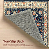 Ultra Soft Area Rug, Non Slip, Stain Resistant, Washable Area Rugs for Living Room, Bedroom, Bright Floral Lattice Visual(Blue)