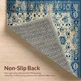 Ultra Soft Area Rug, Non Slip, Stain Resistant, Washable Area Rugs for Living Room, Bedroom, Tan Shibori(Blue)