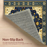 Ultra Soft Area Rug, Non Slip, Stain Resistant, Washable Area Rugs for Living Room, Bedroom, Flower Area(Blue)