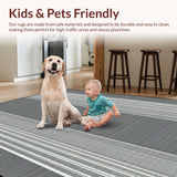 Ultra Soft Area Rug, Non Slip, Stain Resistant, Washable Area Rugs for Living Room, Bedroom, Chic Minimalist Striped Aesthetic(Gray)