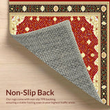 Ultra Soft Area Rug, Non Slip, Stain Resistant, Washable Area Rugs for Living Room, Bedroom, Modern Medallion(Red)