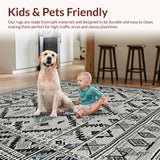 Ultra Soft Area Rug, Non Slip, Stain Resistant, Washable Area Rugs for Living Room, Bedroom, Elegant Softly Textured Design(Gray)