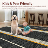 Ultra Soft Area Rug, Non Slip, Stain Resistant, Washable Area Rugs for Living Room, Bedroom, Boho Striped Monochrome Aesthetic(Black)