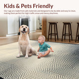 Ultra Soft Area Rug, Non Slip, Stain Resistant, Washable Area Rugs for Living Room, Bedroom, Striking Charcoal Animal Design(Beige)