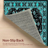 Ultra Soft Area Rug, Non Slip, Stain Resistant, Washable Area Rugs for Living Room, Bedroom, Chic Geometric Black Teal Arrangement(Black)
