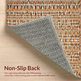 Ultra Soft Area Rug, Non Slip, Stain Resistant, Washable Area Rugs for Living Room, Bedroom, Chic Earthy Geometric Weave(Orange)