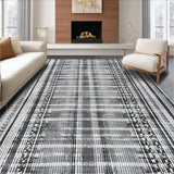Ultra Soft Area Rug, Non Slip, Stain Resistant, Washable Area Rugs for Living Room, Bedroom, Versatile RV Deck Beach Picnic Straw Carpet(Black)