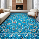Ultra Soft Area Rug, Non Slip, Stain Resistant, Washable Area Rugs for Living Room, Bedroom, Vintage Tribal Bedroom Washable Accent Carpet(Blue)