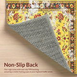 Ultra Soft Area Rug, Non Slip, Stain Resistant, Washable Area Rugs for Living Room, Bedroom, Chic Retro Floral Fusion(Yellow)