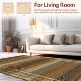 Ultra Soft Area Rug, Non Slip, Stain Resistant, Washable Area Rugs for Living Room, Bedroom, Cozy Textured Rustic Charm(Brown)