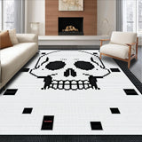 Ultra Soft Area Rug, Non Slip, Stain Resistant, Washable Area Rugs for Living Room, Bedroom, Bold Graphic Skeleton Theme(Black)