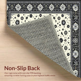 Ultra Soft Area Rug, Non Slip, Stain Resistant, Washable Area Rugs for Living Room, Bedroom, Rustic Textured Tasseled Runner Style(Black)