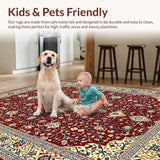 Ultra Soft Area Rug, Non Slip, Stain Resistant, Washable Area Rugs for Living Room, Bedroom, Rustic Vintage Ethnic Patterns(Red)