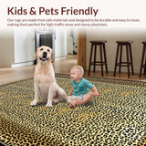 Ultra Soft Area Rug, Non Slip, Stain Resistant, Washable Area Rugs for Living Room, Bedroom, Stylish Monochrome Leopard Embrace(Beige)