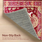 Ultra Soft Area Rug, Non Slip, Stain Resistant, Washable Area Rugs for Living Room, Bedroom, Elegant Distressed Geometric Flair(Red)