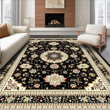 Ultra Soft Area Rug, Non Slip, Stain Resistant, Washable Area Rugs for Living Room, Bedroom, Chic Black Beige Floral Harmony(Black)