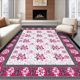 Ultra Soft Area Rug, Non Slip, Stain Resistant, Washable Area Rugs for Living Room, Bedroom, Bright Cheerful Daisy Emblem(Pink)
