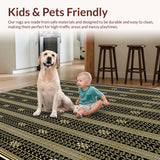 Ultra Soft Area Rug, Non Slip, Stain Resistant, Washable Area Rugs for Living Room, Bedroom, Artistic Ogee Design with Luxe Touch(Gold)