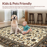 Ultra Soft Area Rug, Non Slip, Stain Resistant, Washable Area Rugs for Living Room, Bedroom, Traditional Beige Paisley Living Room Non-Slip Rug(Beige)