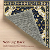Ultra Soft Area Rug, Non Slip, Stain Resistant, Washable Area Rugs for Living Room, Bedroom, Geometric Medallion(Blue)