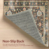 Ultra Soft Area Rug, Non Slip, Stain Resistant, Washable Area Rugs for Living Room, Bedroom, Chic Vintage Botanical Arrangement(Brown)