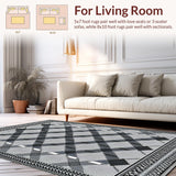 Ultra Soft Area Rug, Non Slip, Stain Resistant, Washable Area Rugs for Living Room, Bedroom, Modern Checkerboard Visual Appeal(Black)