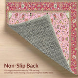 Ultra Soft Area Rug, Non Slip, Stain Resistant, Washable Area Rugs for Living Room, Bedroom, Luxurious Beige Ornamental Borders(Pink)