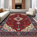 Ultra Soft Area Rug, Non Slip, Stain Resistant, Washable Area Rugs for Living Room, Bedroom, Oriental Beige and Black Dining Area Carpet(Red)
