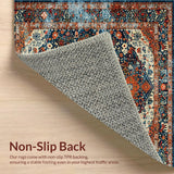 Ultra Soft Area Rug, Non Slip, Stain Resistant, Washable Area Rugs for Living Room, Bedroom, Rustic Vibrant Floral Design(Blue)